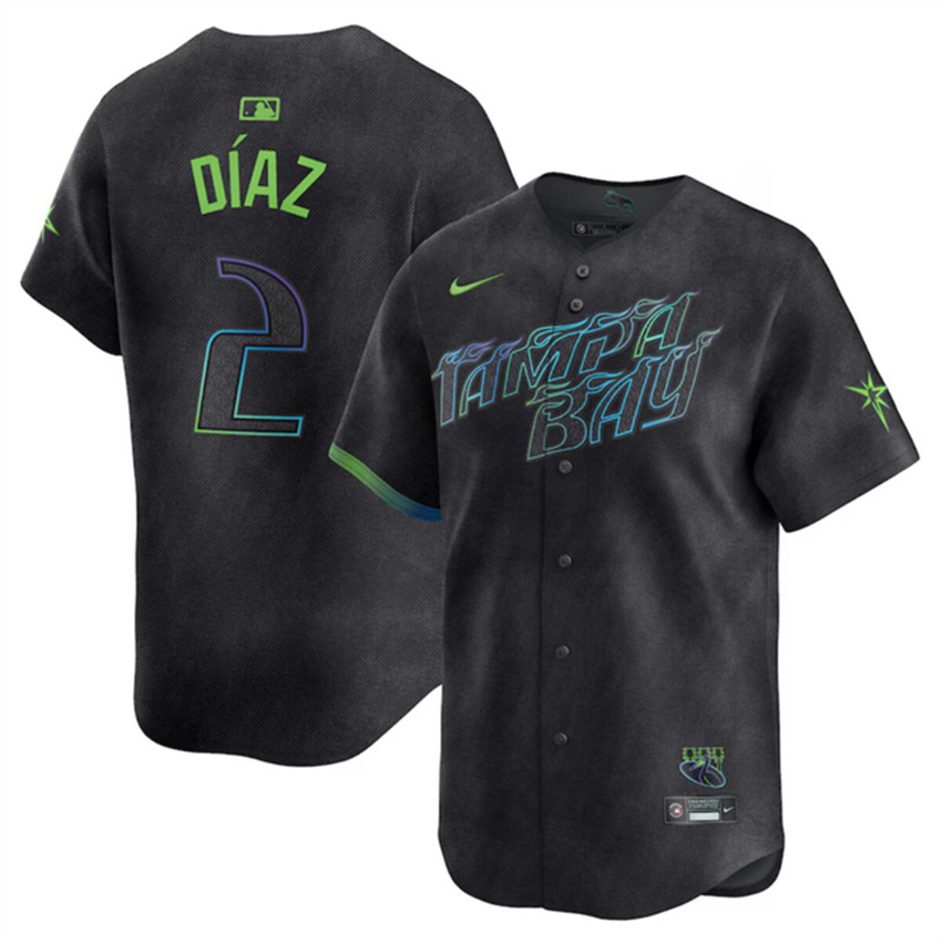 Men's Charcoal Tampa Bay Rays #2 Yandy Díaz 2024 City Connect Limited Stitched Baseball Jersey